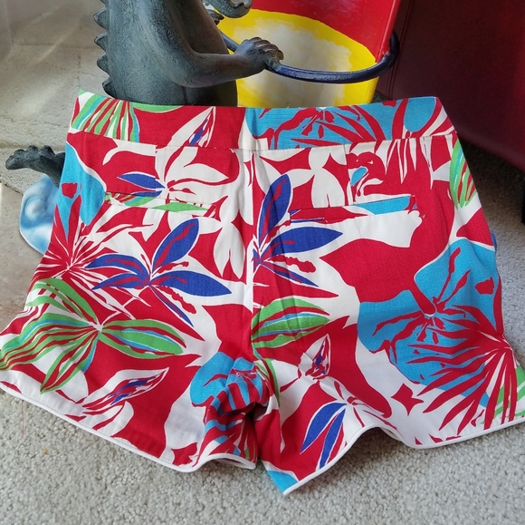 J Crew High Waist Vibrant Tropical Print Cotton Shorts Dolphin Hemline Sz 0 NWT - Picture 2 of 16